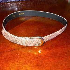 Designer LeJON Vintage pink blush Italian, Luxury, calfskin belt, Sz S